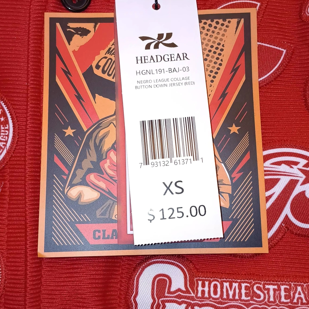 Headgear Collage Button Down Red Baseball Jersey - Picture 3 of 4